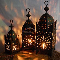 Moroccan iron square candle holder