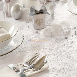 Organza table runner with silver decoration