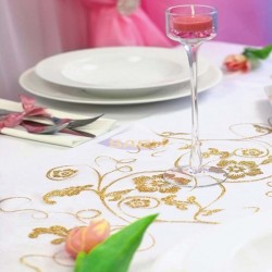 Organza table runner with gold decoration