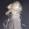 Rosa creme en raso con lazos de organza
