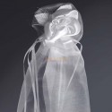 White rose of satin with organza ribbons