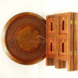 Moroccan wood-carved folding table
