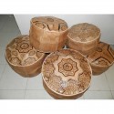 Set of 5 Arabic leather pouffes