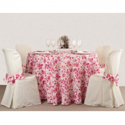 Round tablecloth with flowerdecoration 180