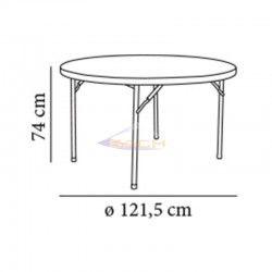 Mesa redonda plegable 120x74