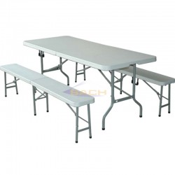 Pacote de mesa dobrável e 2 bancos