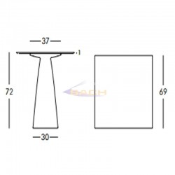 Mesa  cuadrada alta com luz