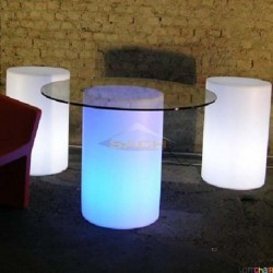 Mesa iluminada redonda con luz