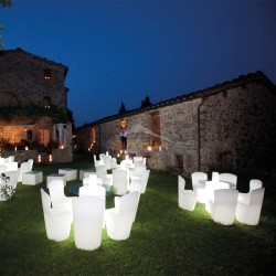 Mesa iluminada redonda con luz