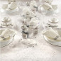 Camino de mesa  em organza decorada prateado 