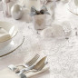 Camino de mesa  em organza decorada prateado 
