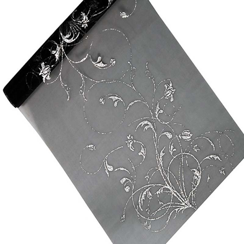 Black organza table runner with decoration