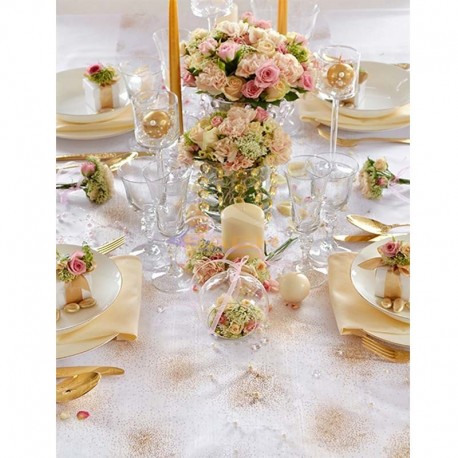 Camino de mesa de organza con decoración dorada brillante Camino de mesa de organza con decoración dorada brillante