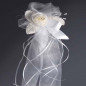 White flower of satin with organza ribbon White flower of satin with organza ribbon