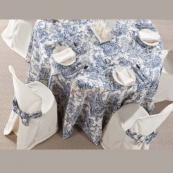 Cubre toalha de mesa redonda Toile de Jouy 180