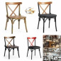 Cross-back chairs in metal and natural wood
