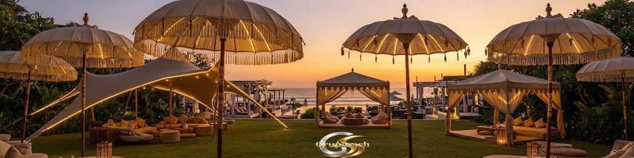 Luxury Event Canopies and Parasols: Balinese, Arabic, and LED